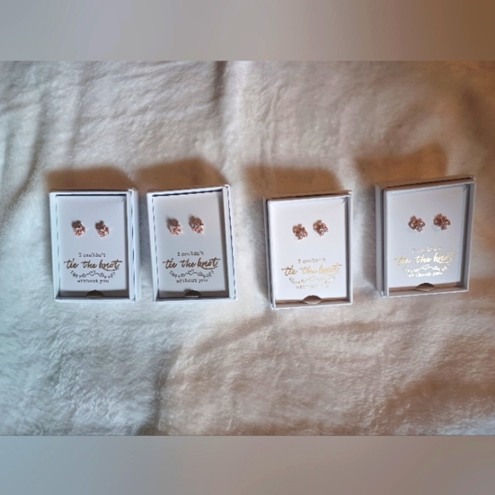 Rose Gold With Cz In Middle Bridesmaid Earrings
